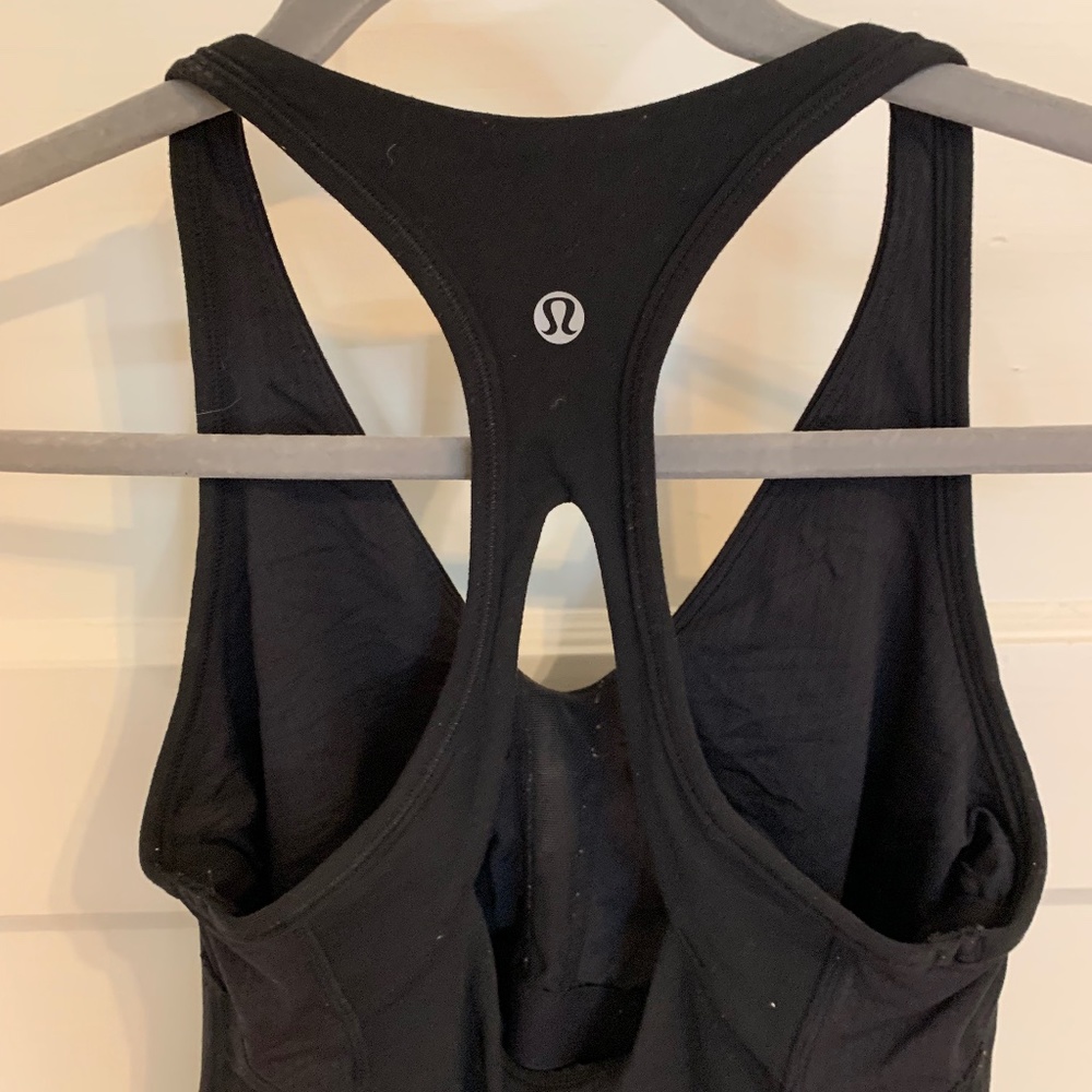 Black Lululemon Racerback Tennis Tank with built in Sports Bra